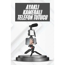 Mey İthalat Telefon Tutucu Mikrofonlu Işıklı Youtuber Video Kayıt Siyah