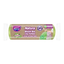 Natura Büzgülü 10'lu Çöp Torbası Büyük Boy 65 X 70 Cm 25'li Paket