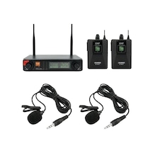 Rose R-702-yy Uhf Kablosuz Telsiz Çift Yaka Mikrofon 2x48 Kanal