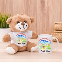 Ana Sınıfı Öğretmenine Hediye Peluş Ayıcık Ve Kupa Bardak