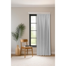 Tr Fabric Design Safir Açık Gri Ekstrafor Büzgülü Kadife Dokulu Yüksek Kaliteli Tek Kanat Fon Perde 150 X 260 Genel