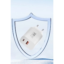 Konfulon C89q 1 Adet 30w Type-c Ve 1 Adet 22.5w Usb Çıkışlı Ekstra Dl49 1m Usb To Type-c Kablolu Pd Şarj Cihazı - Beyaz