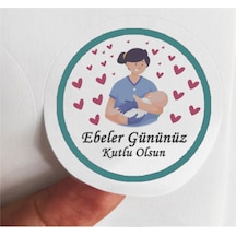 48 Adet 4 Cm Ebeler Gününüz Kutlu Olsun Baskılı Mat Etiket Sticker -4