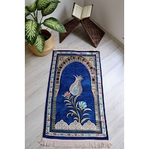 Lale Desenli Astarlı Lüks Seccade S1002 Gri Lacivert