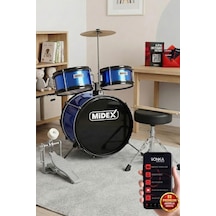 Midex Cd300x-bl Akustik Çocuk Baterisi Davulu Seti 5-14 Yaş İçin