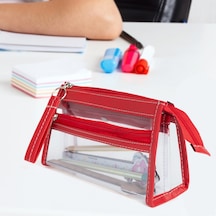 Vukı Kalem Cantası 3 Bolme Derı+pvc Kır Vk-0119-02
