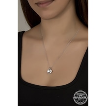Union Swarovski Crystal Kadın Cushion Gümüş Kolye