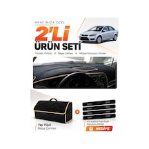 Ford Focus 2.5 Sedan Kapaklı 2008-2011 Uyumlu Torpido Örtüsü + Tay Tüyü Çanta Seti - Siyah Bej