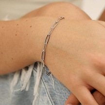 Çelik Bileklik Unisex Ataç Model Hediyelik Çelik Bileklik Altın