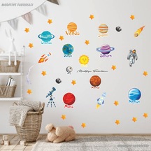 Uzay Temalı Çocuk Bebek Odası Duvar Sticker Seti Siyah