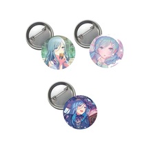Hatsune Miku Pjsekai Project Sekai Colorful Anime Buton Rozet 3 Adet 37mm Hinomori Shizuku Altın - Beyaz - Siyah