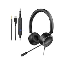 Teltree H360 Kulak Üstü Mikrofonlu Usb/3.5mm Çağrı Merkezi Kulaklığı, Ayarlanabilir Baş Bandı Ve Gürültü Engelleme Özelliği