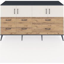 Kronos Konsol 4 Raflı 6 Çekmeceli 4 Kapaklı 176x59x99 Antrasit-aytaşı/çam Aytası/atlas Çam - Antrasıt