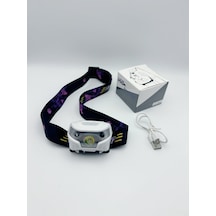 Teltree Süper Parlak Li-poly Akülü, Entegre Sensörlü, 6 Saat Süre Çalışan, 100-200m Menzil, Balık Tutmak İçin Kafa Feneri Beyaz, 600mah