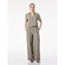 Koton Beli Bağcıklı Geniş Paça Pantolon Haki 6sak40081pw