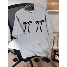 Kozia Outdoors Malkoçbey Kurdela Baskılı Oversize Unisex Basic T-shirt Gri