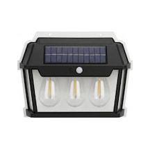 Panther Pt-2933 3lü Solar Led Duvar Lambası - Sarı Işık Ve Hareket Sensörlü Bahçe Aydınlatması