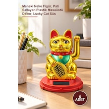 5 Adet Pati Salayan Şans Kedisi Maneki Neko Figür, Pati Sallayan Plastik Masaüstü Dekor, Lucky Cat Süs