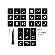 Airbrush Tattoo Minimal 27 Desen Hint Kınasıyla Geçici Dövme Yapma Seti