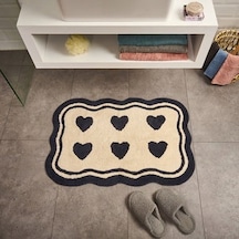 Soft Tufting Herz Banyo Paspası - Ekru - 60x90 Cm Çok Renkli