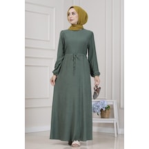 Beli Tünelli Fitilli Aslı Elbise-yeşil-5468 Yeşil