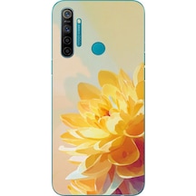 Realme 5i Uyumlu Sarı Çiçek Baskılı Silikon Kılıf Renkli