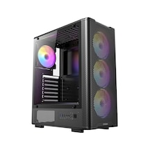 Vx310 Argb, 750w 80+ Bronze Psu Dahil, 4x120mm Argb Fan, Mesh Ön Panel, Temperli Cam, Atx Mid-tower Oyuncu Kasası, Siy
