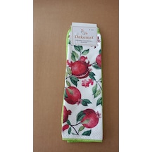 Microfiber Temizlik Bezi 40x50 Cm 2 Adet Nar Çiçeği Bir Adet Baskılı Bir Adet Naturel Yeşil