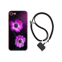 Apple Uyumlu iPhone 7 8 Kılıf Boyun Askılı Çiçekler 1869