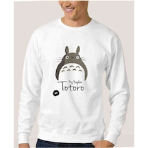 My Neighbor Komşum Totoro Baskılı Beyaz Erkek Örme Sweatshirt (534644215)