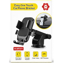 Araç Telefon Tutucu Easy One Touch Vakumlu 360 Döner Universal Telefon Standı Siyah