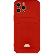 Apple  Uyumlu  iPhone 12 Pro Max Kılıf Kelvin Kartvizitli Silikon Kırmızı,