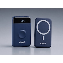 Eima 10000 Mah Magsafe Powerbank Dijital Göstergeli Kablosuz Şarj Cihazı Apple Watch Uyumlu Mavi