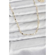 Cm 14k Gold Renk Yassı Gemici Zincir Model 60 Cm Kadın Kolye Renkli