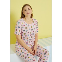 Siyah İnci Curve Büyük Beden Battal Boy Örme Pijama Takımı 24103613 Çok Renkli