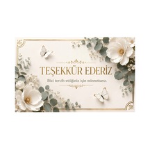 3d Görünümlü Premium Teşekkür Kartları Seti Zarif Çiçek Ve Altın Detaylı Tasarımlar - Yeşil - 035