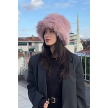 Mollycrush Suni Kürk Bucket Kalpak Şapka Pembe