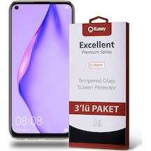 Huawei P40 Lite ile Uyumlu Kırılmaz Temperli Ekran Koruyucu Cam Ekonomik 3'lü Paket