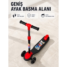 Çocuklar İçin 3 Tekerlekli Scooter Ayarlanabilir Gidonlu Eğlenceli Sürüş Aracı - Lisinya Kırmızı