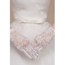 Beyaz Renk Kısa Dantelli Eldiven Diğer