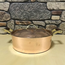 Dövme Bakır Düz Tencere 25 cm