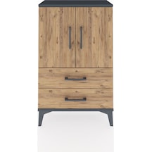 Arges Komodin 2 Raflı 2 Çekmeceli 2 Kapaklı 60x30x96 Antrasit-çam Antrasit