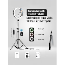 Tr 10 İnç Led Ring Light, 3 Renk, Bluetooth Kumandalı, 2.1 M Tripod, Tiktok Makyöz Çekim Işığı