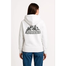 Nihilist Penguen Temalı Oversize Kapüşonlu Sweatshirt - Beyaz