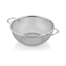 Çelik Süzgeç Kulplu Paslanmaz Makarna - Sebze Süzgeci 28 Cm Gri