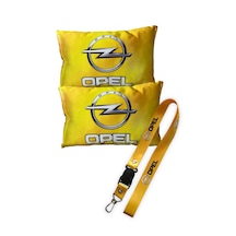 Opel Logolu Sarı Dijital Baskılı Araç Boyun Yastığı & Oto Ayna Askısı 2 Li Set Sarı