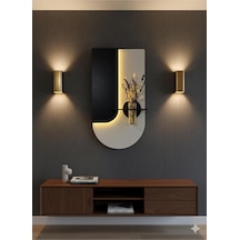 Lavanta Ahşap Pilli Ledli İskandinav Tarzı Salon Duvar Rafı Modern Çiçeklik 40 X 75 Cm Paris Grisi - Antrasit