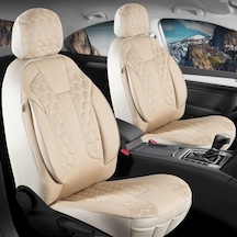 Ford Galaxy Uyumlu Deri Detaylı Oto Koltuk Kılıfı Ön Arka Takım Cyrus Bej