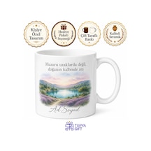 Burdur Doğa Kaçamağı Temalı Kupa Bardak Hediye Özel Tasarım Porselen Mug Beyaz / Çok Renkli