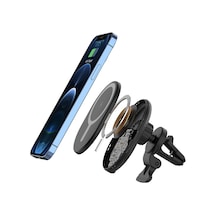 15w Magsafe Iphone 11-12-13-14-15 Pro-pro Max Uyumlu Magnetic Wireless Universal Araç Telefon Tutucu Siyah - 593022859 Siyah